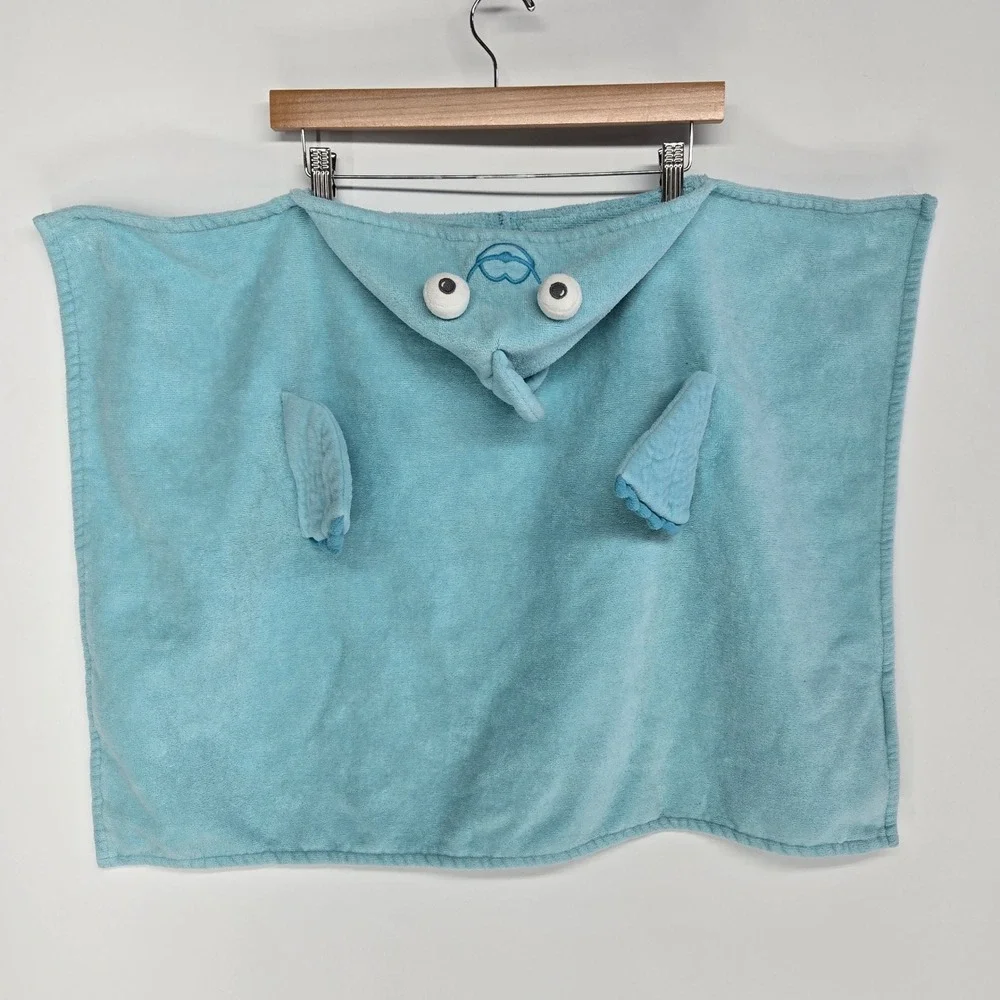 Pottery Barn Kids Hooded Towel Blue Fish Character Beach Bath Pool Plush Animal